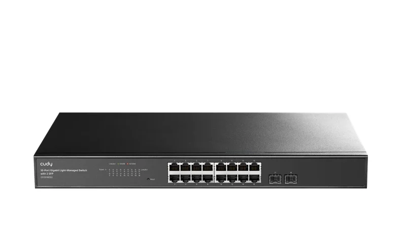 Cudy GS1016ES2 16-Port Gigabit Light Managed Switch with 2 SFP, 19 inch, 16 Gigabit RJ45 Ports + 2 SFP Slots, Rack-mountable Steel Case