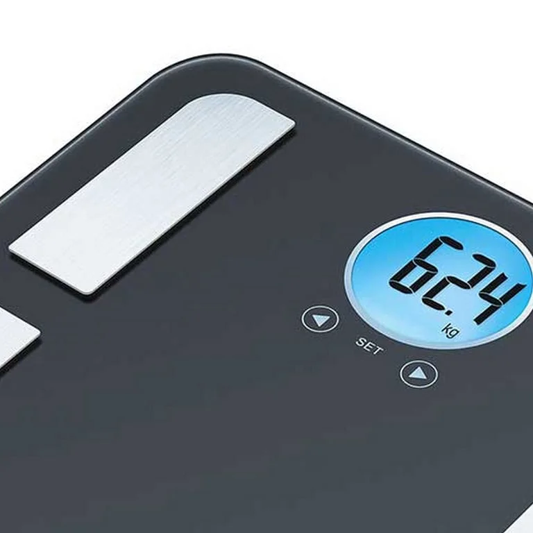 Електронен кантар BEURER BF 195, диагностичен, 180 kg, стъклен, LCD дисплей, измерване на тегло, телесни мазнини и вода, мускулна и костна маса, AMR калории, сива
