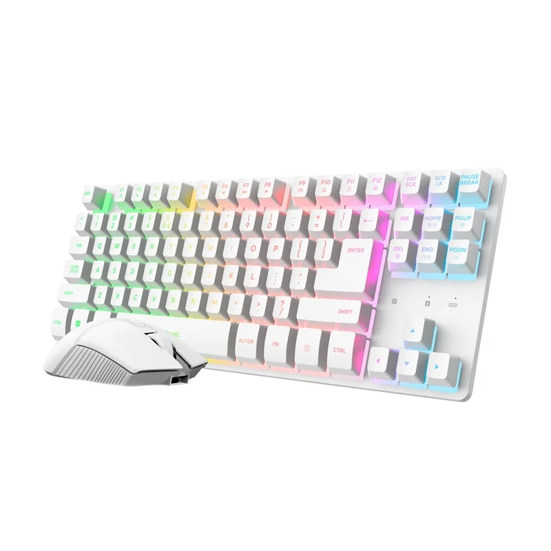 Геймърски комплект TRUST GXT882 Miami 3-в-1, бял, безжичен (Keyboard & Mouse & Mousepad)