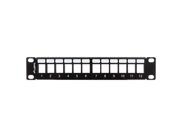 Lanberg patch panel blank 12 port 1U with organizer for keystone modules black