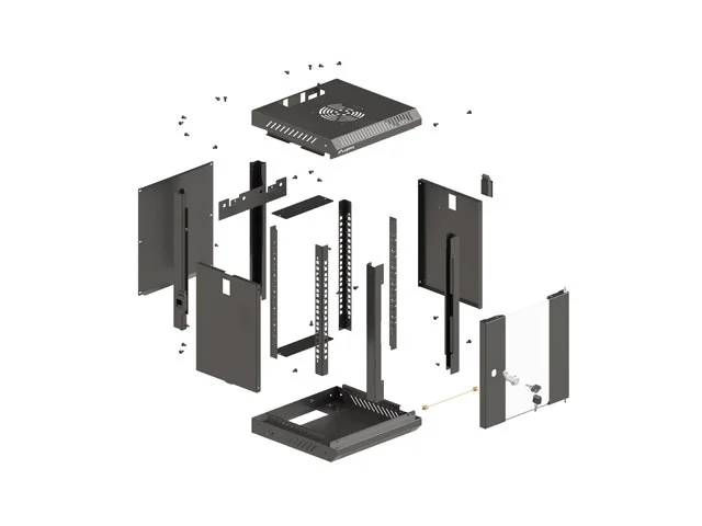 Lanberg rack cabinet 10" wall-mount 6U/300x300 (flat pack) with glass door black