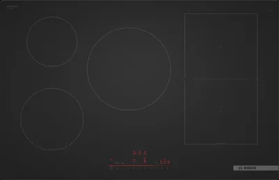 Bosch PVW81CHB1E, SER8, Induction electric cooktop, 5 zones (1 CombiZone + 3, 24cm ring), DirectSelect, PanBoost, frameless, 7,4 kW, 80cm, HC, Matt Black