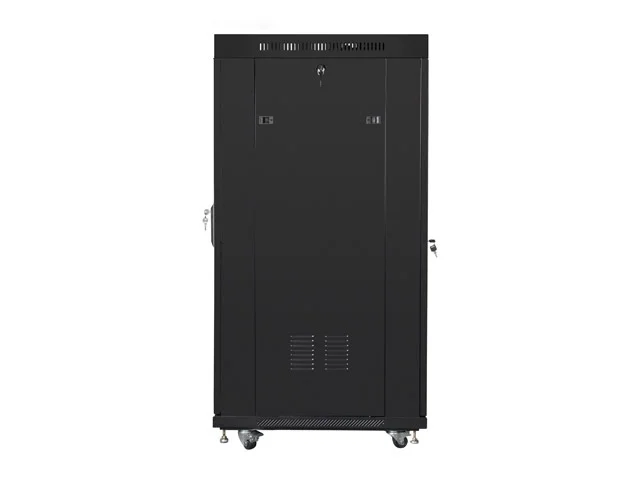 Lanberg rack cabinet 19" free-standing 27U/800x1200 (flat pack) with glass door lcd, Top with fan tray: included 4 fans, Black