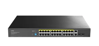 Cudy GS1026PS2 24-Port Gigabit PoE+ Switch with 2 Uplink Gigabit Ports and 2 Gigabit SFP Slots 300W24-10/100/1000 BASE-T Gigabit ports, 2-Port 10/100/1000 BASE-T Gigabit Uplink ports, 2-1000 BASE-X SFP Slot, 24-port IEEE 802.3at PoE+ Injector