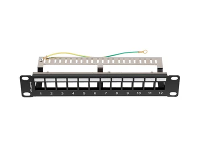 Пач панел LANBERG, 12 порта, 1U, 10", FTP, за Keystone модули, черен, v2