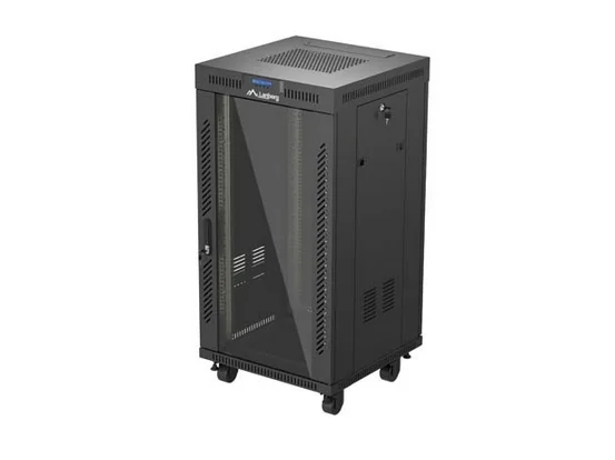 Lanberg Rack Cabinet 19" Free-Standing 22U/600X600 (FlAT Pack) With Glass Door LCD Black V2