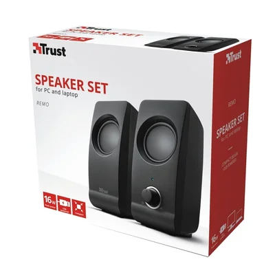 Тонколони TRUST Remo 2.0, 8W RMS, USB, 3.5 мм аудио жак, Черни