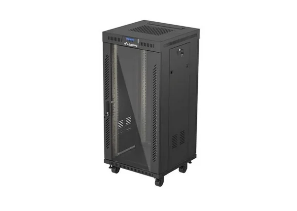 Lanberg Rack Cabinet 19" Free-Standing 24U/600X600 (FlAT Pack) With Glass Door LCD Black V2