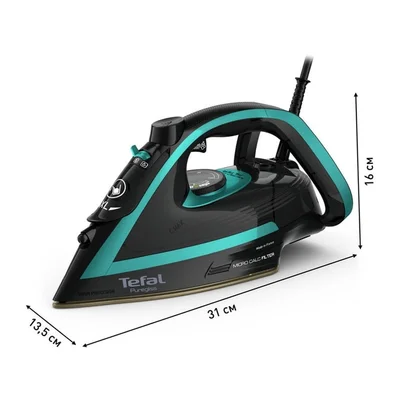 Ютия Tefal FV8066E0 Puregliss 3000W, 280 g/min, Durilium AirGlide Autoclean, Черен/Син