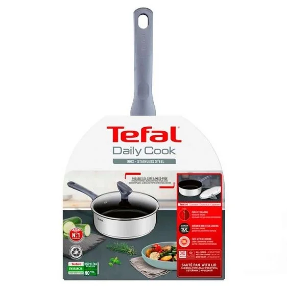 Тиган соте Tefal Daily Cook G7303255 24 см с капак, индукция, термоиндикатор