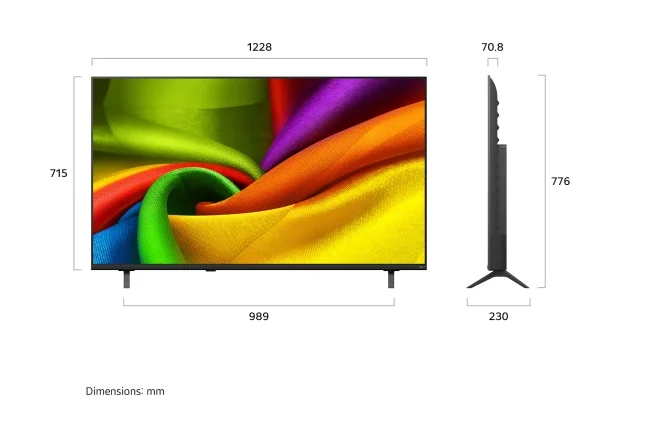 LG 55NU8E0B3LA, 55" 4K HDR UHD, 3840x2160, DVB-T2/C/S2, AI Alpha 7, HDR 10, webOS 26, ThinQ AI, VRR, ALLM, HGiG, WiFi, Clear Voice, 4K Super Upscaling, Bluetooth 5.3, Hdmi e-ARC , CI, LAN, AirPlay2, AI Sound Pro, Google Cast, 2 Pole stand, Black