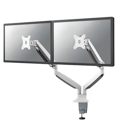 Стойка за монитори NEOMOUNTS BY NEWSTAR за бюро, 10-32", бяла, 2 дисплея, регулируема, VESA 100x100, макс. натоварване 18 кг