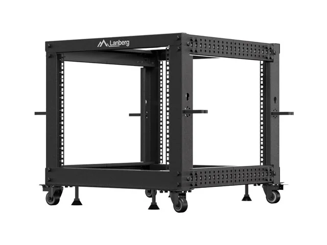 Lanberg open rack 19" 9U 600x600-1100 adjustable, black