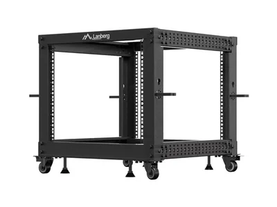 Lanberg open rack 19" 9U 600x600-1100 adjustable, black
