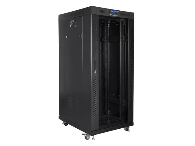 Lanberg rack cabinet 19" free-standing 27U/800x1000 (flat pack) with glass door lcd black v2