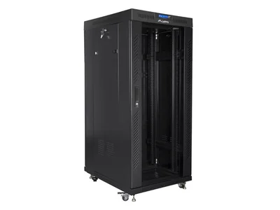 Lanberg rack cabinet 19" free-standing 27U/800x1000 (flat pack) with glass door lcd black v2